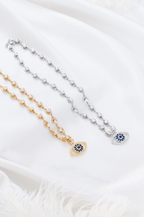 Crystals riviera necklace with evil eye