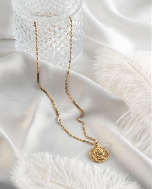 Dainty chain necklace with ethnic coin pendant