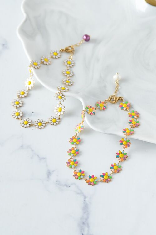 Daisy steel enamel summer anklets