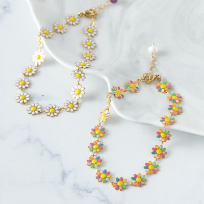 Daisy steel enamel summer anklets