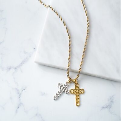 Double cross necklace