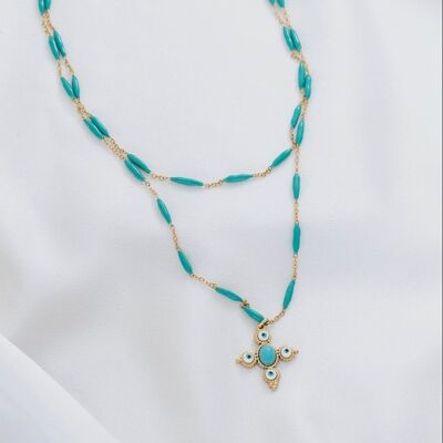 Double layer veraman necklace with cross