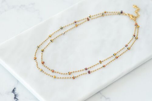 Double rozario crystals necklace