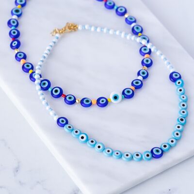 Evil eye multi color necklaces