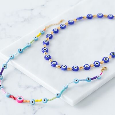 Evil eye rainbow necklaces