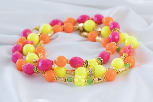 Fluorescent beaded statement necklace