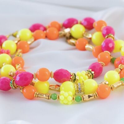 Fluorescent beaded statement necklace