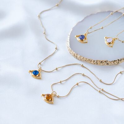 Gold minimalistic evil eye necklace