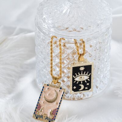 Gold rope chain with tarot evil eye tag