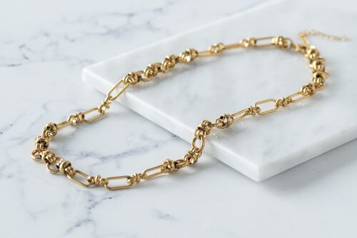 Gold steel knotted chain