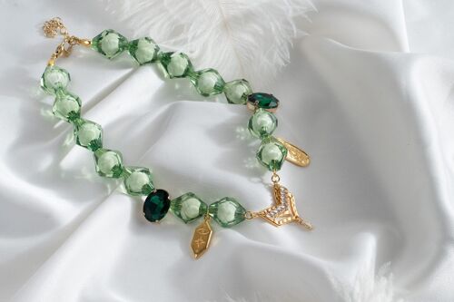 Green beaded statement necklace