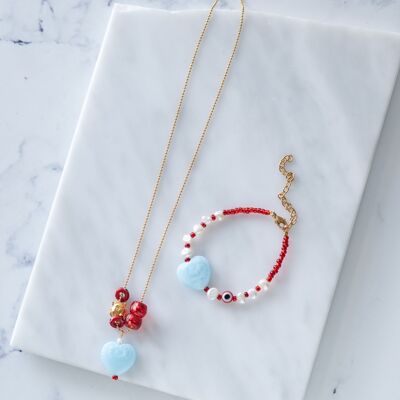 Heart spring necklace and bracelet