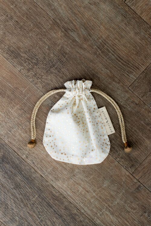 Fabric Gift Bags Double Drawstring -  Vanilla Confetti (Small)