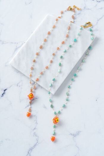 Colliers lariat avec perles semi-précieuses 2