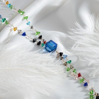 Lariat-Halskette aus mehrfarbigem Kristall