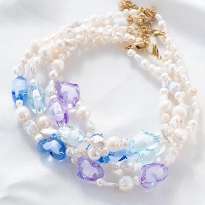 Girocolli di perle con cuori colorati