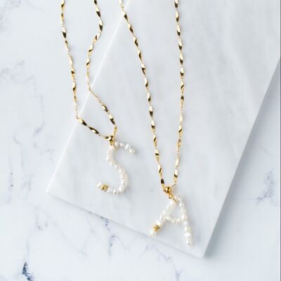 Collier monogramme perle