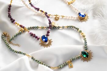Colliers de perles avec cristaux et breloques 1
