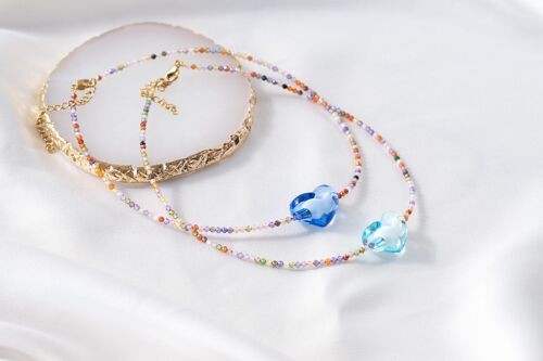 Precioza crystal chokers with colored heart