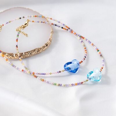 Precioza-Kristall-Halsketten mit farbigem Herzen