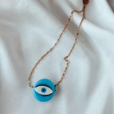 Perla redonda de protección azul con mal de ojo filntisi
