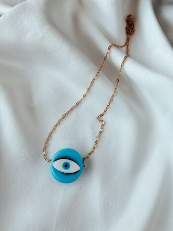 Perle bleue ronde de protection avec filntisi mauvais œil 1