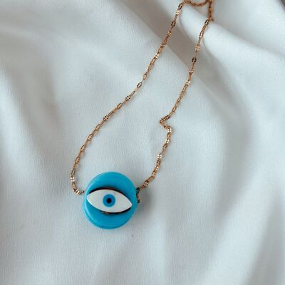 Protection round blue bead with filntisi evil eye