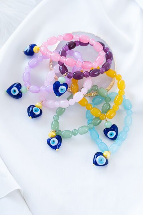 Rainbow beaded evil eye bracelets