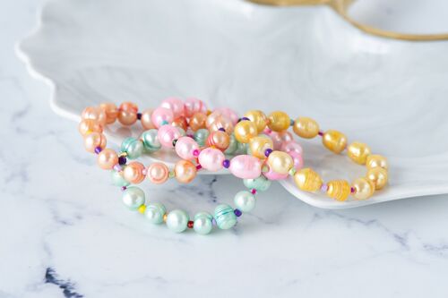 Rainbow colored pearl bracelets