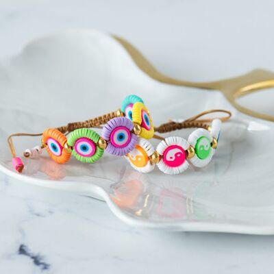 Rainbow evil eye and ying yang bracelets