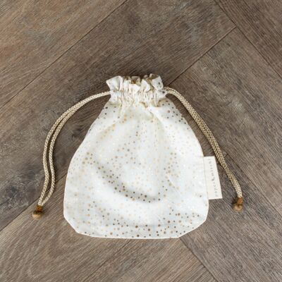 Fabric Gift Bags Double Drawstring -  Vanilla Confetti (Medium)