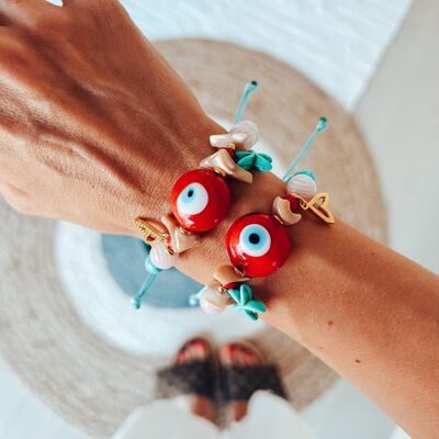 Pulseras de estrellas de mar de verano de ojos rojos