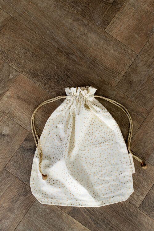 Fabric Gift Bags Double Drawstring -  Vanilla Confetti (Large)
