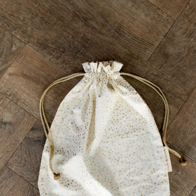 Bolsas de regalo de tela con cordón doble - Confeti de vainilla (grande)