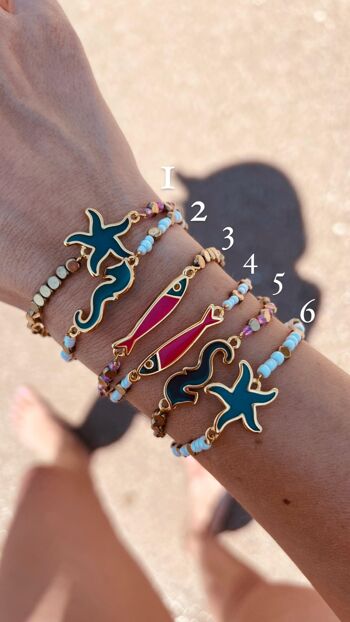 Bracelets créatures marines avec hippocampe étoile de mer et poisson 3