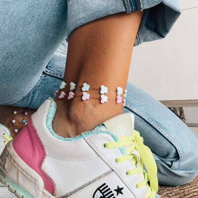 Semiprecious shell butterfly anklets