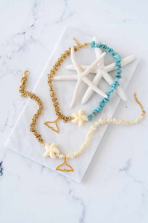 Semiprecious stones starfish necklace