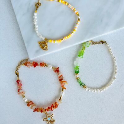 Semiprecious summer anklets