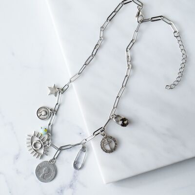 Silver charm necklace