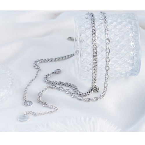 Silver steel chain necklaces