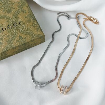 Snake waterproof steel chain with crystal tube