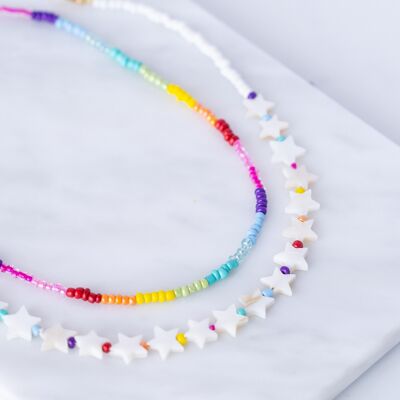 Star multi color necklace and rainbow choker