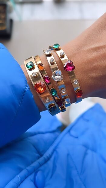 Bracelets manchette en acier avec cristaux 5