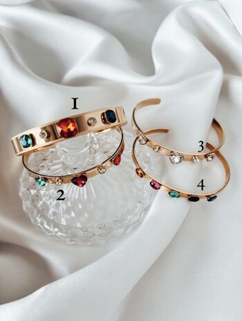 Bracelets manchette en acier avec cristaux 3