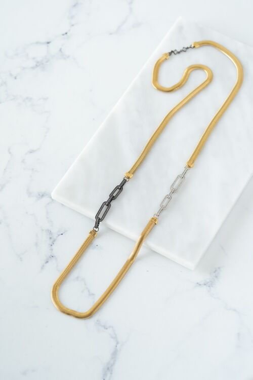 Steel long gold necklace