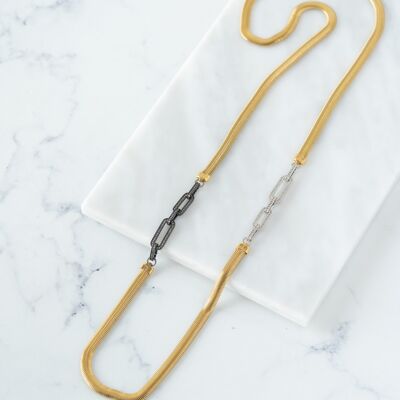 Steel long gold necklace