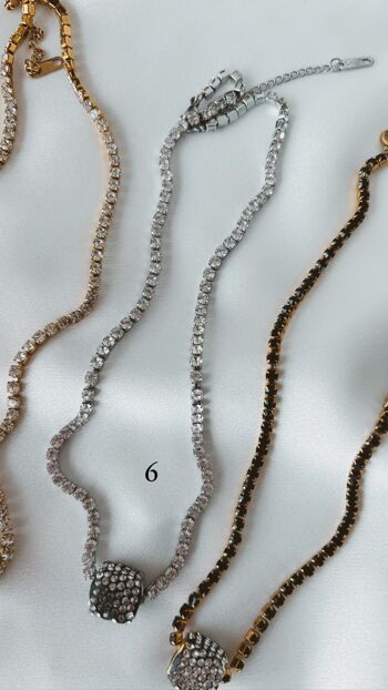 Chaîne de tennis en acier avec perle de protection en strass 4