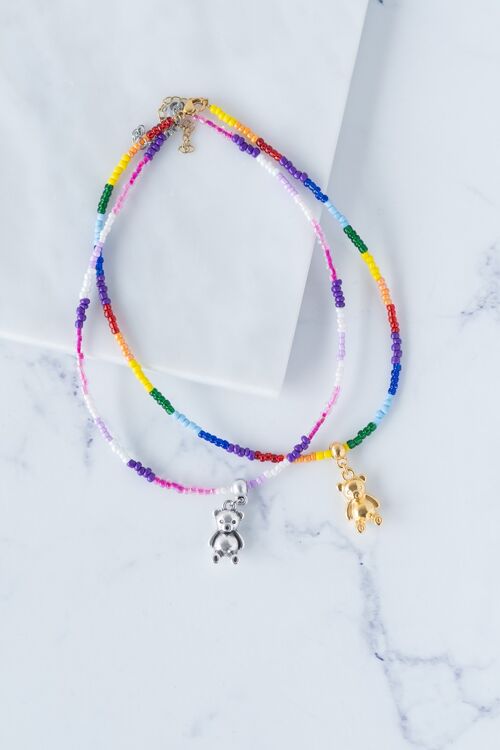 Teddy rainbow beaded necklace