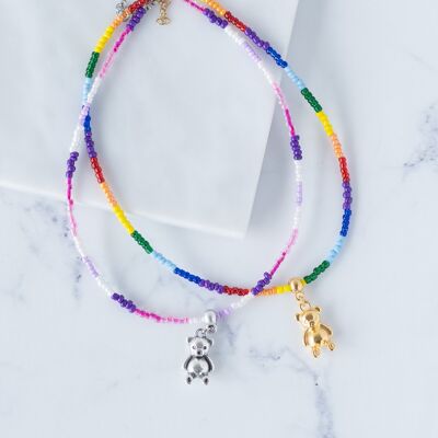 Teddy rainbow beaded necklace