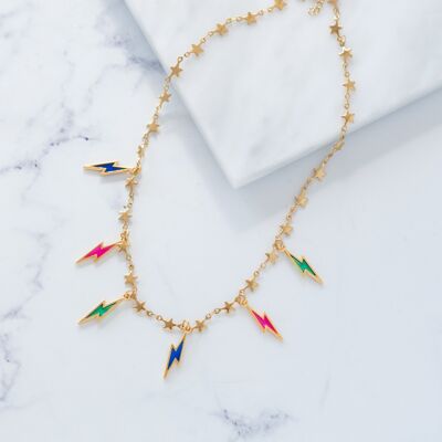 Thunder multi colored charm necklace